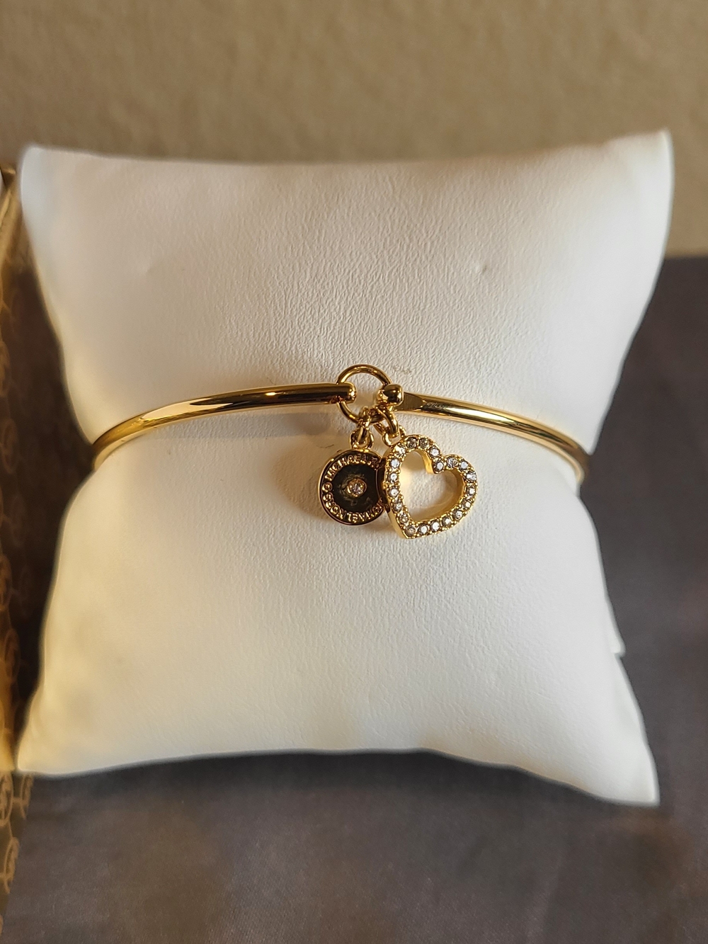 Michael Kors Gold Heart & Padlock Charm Necklace and Bangle Set - Picture 2 of 7